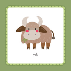 card with yak flat vector illustration