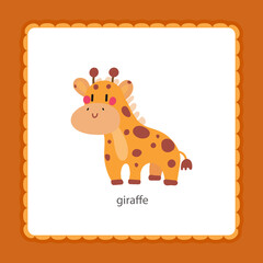 baby card with giraffe flat vector illustration