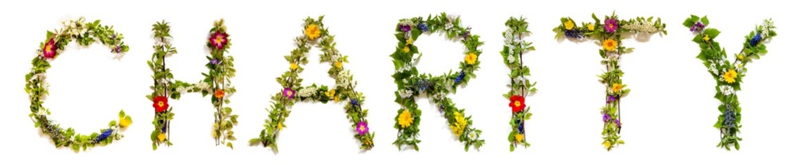 Blooming Flower Letters Building English Word Charity