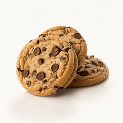 Delicious Chocolate Chip Cookies on a Flat Background