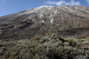 El Teide Im Dezember 2022 teilweise mit Schnee bedeckt