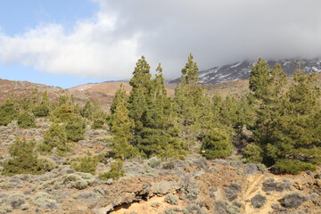 El Teide Im Dezember 2022 teilweise mit Schnee bedeckt