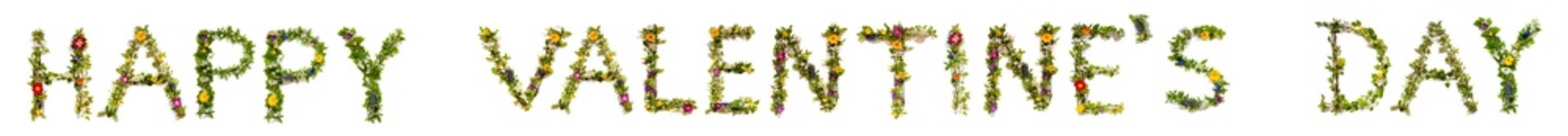 Blooming Flower Letters Building English Text Happy Valentines Day