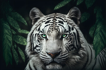 Majestic White Tiger: A Rare Beauty in the Wild, Generative AI