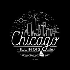 City of Chicago vector design template. Chicago, Illinois mono line logo. Vector and illustration.