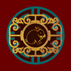 Golden rabbit vector art design element