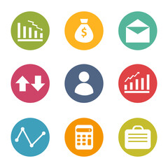 Fototapeta premium set of round business icons for presentation, business stickers, income, money
