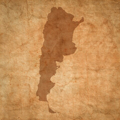Argentina map on old brown grunge paper