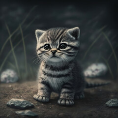 the cutest cat in the world, kitten, animal, art illustration