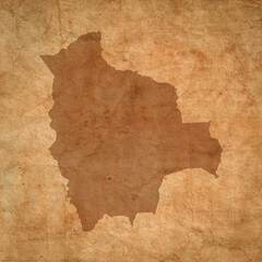 Bolivia map on old brown grunge paper