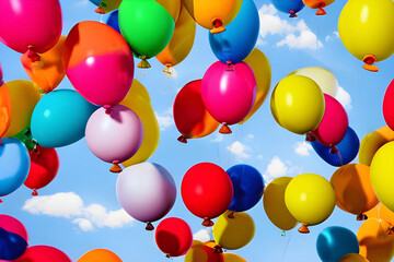 colorful balloons background in the sky