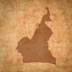 Cameroon map on old brown grunge paper