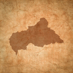 Central African Republic map on old brown grunge paper