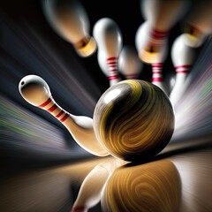 Luxury bowling bowl doing a strike, Generative AI