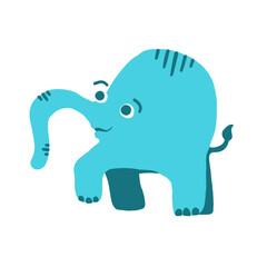 Fototapeta premium Blue elephant vector illustration in cartoon flat style isolated on white background.