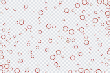 Red air bubbles, oxygen, champagne crystal clear, isolated on a transparent background of modern design. Vector illustration of EPS 10.