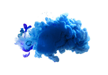 Blue color smoke blot on Png transparent Abstract background. .