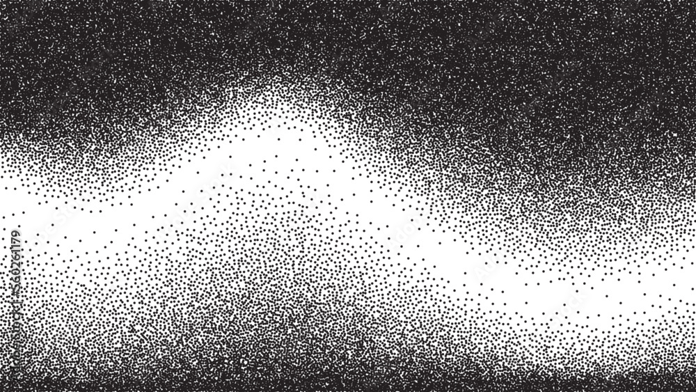 Wall mural dotwork wave pattern vector background. black noise stipple dots. sand grain effect. wave dots grung