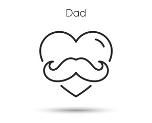 Father day line icon with mustache. Retro barbershop sign. Best dad symbol. Illustration for web and mobile app. Line style Dad day icon. Editable stroke father mustache. Vector