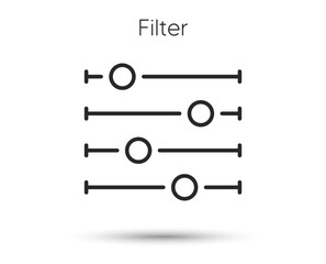 Filter line icon. Control bar sign. Volume balance symbol. Illustration for web and mobile app. Line style studio mixer icon. Editable stroke filter bar. Vector