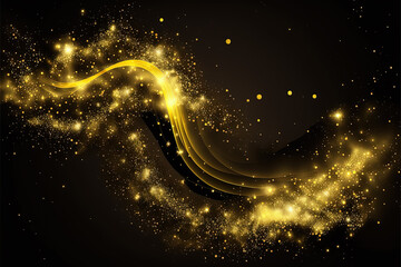 Black background with stars and glitter with brush like stroke