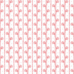 Flowers. Hand drawn doodle Wild Flowers. Floral Seamless pattern - Vector illustration. Pink Floral background. Wildflowers. Grass.