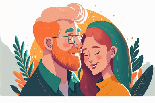 happy couple illustration, AI generated image