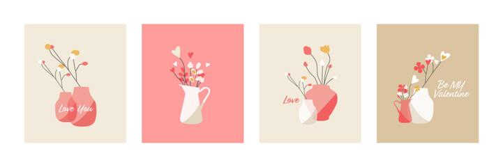 Valentine's Day card set. Modern minimal design.