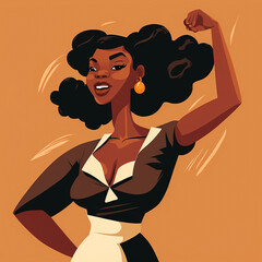 Strong black woman holding her fist in the air, black history, black lady