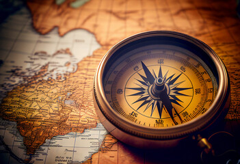 Fototapeta na wymiar compass on the old map. - travel and transportation concept..