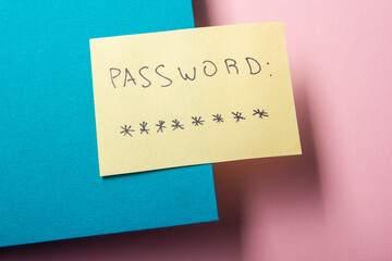 Strong and weak password on pieces of paper. Password security and protection.