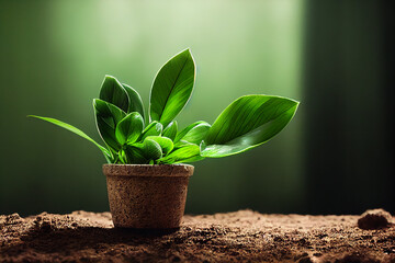 Potted Plant standing on soil#001