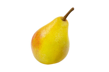ripe yellow pear fruit, one pear fruit isolated on white background