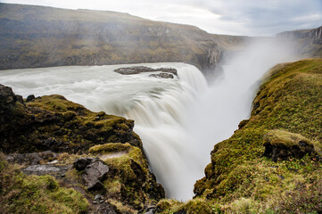 The massive waterfall of Gullfoss, Iceland