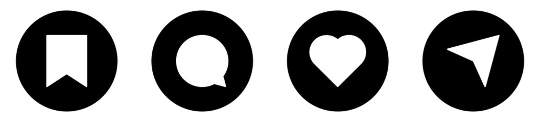 Set of Social Media Icons. Like, Comment, Share and Save Icons. Design can use for web and mobile app.