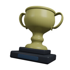 3D Winning Trophy Isolated on Transparent Background