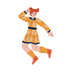 Woman Character Falling Down After Slip on the Ground Vector Illustration