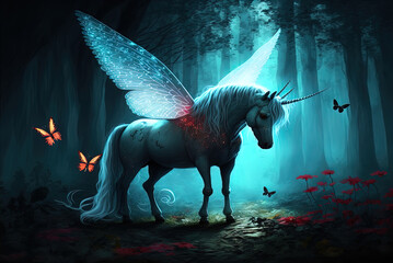 Naklejka na ściany i meble A magnificent unicorn. Mysterious and magical. 