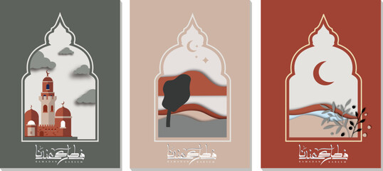 Ramadan card with three different design style
