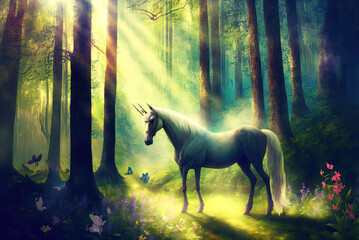 A magnificent unicorn. Mysterious and magical.	