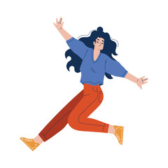 Woman Character Falling Down After Slip on the Ground Vector Illustration