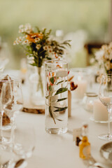 décoration de table de mariage fleurie