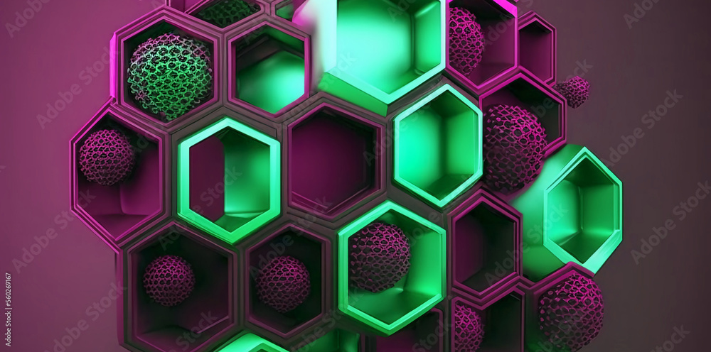 Canvas Prints concept art with 3d hexagons and modern shapes