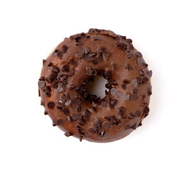 Tasty chocolate donut on white background