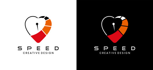 Speed ​​rpm logo illustration design with love concept