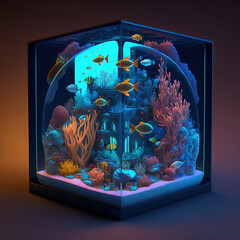 Isometric diorama aquarium