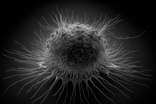 Growing cancer cell SEM image. Generative AI