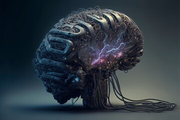 Brain machine steampunk mechanical neurons memory energy circuit