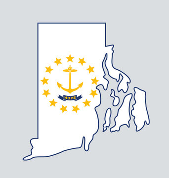 rhode island flag in state map shape
