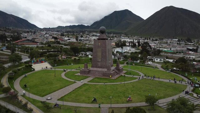Equatorial line in Ecuador. Quito city